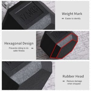 Homcom Rubber Hex Dumbbell 17.5KG