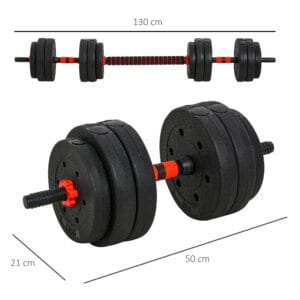 Homcom 2-IN-1 Barbell Dumbbells Weight Set