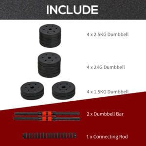 Homcom 2-IN-1 Barbell Dumbbells Weight Set