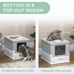 Pawhut Hooded Cat Litter Box w/ Scoop