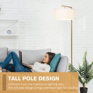 Homcom Floor Lamp with Linen Lampshade