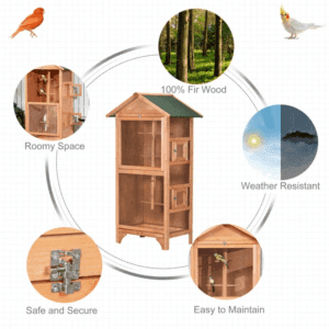 Wooden Bird Aviary for Finch Canary