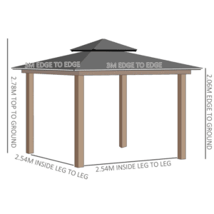Outsunny Gazebo Hard Top 3 x 3m Outsunny Gazebo Hard Top 3 x 3m