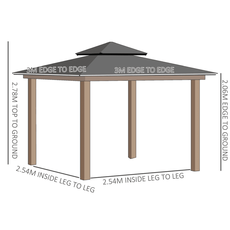 Outsunny Gazebo Hard Top 3 x 3m Outsunny Gazebo Hard Top 3 x 3m