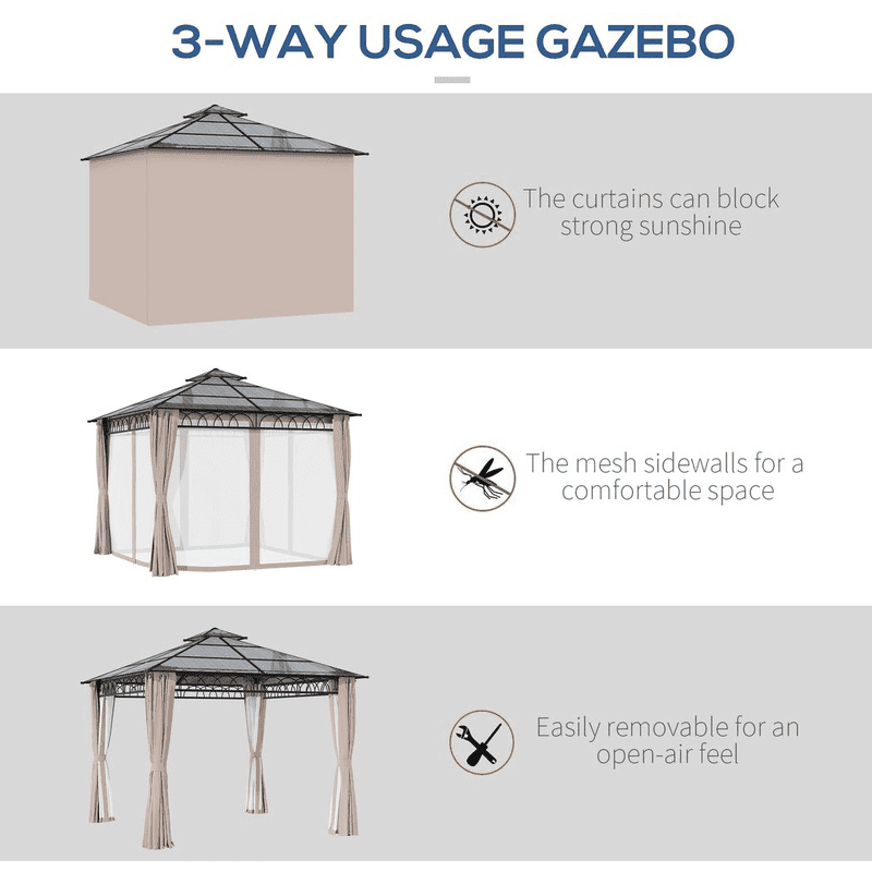 Outsunny Gazebo Hard Top 3 x 3m Outsunny Gazebo Hard Top 3 x 3m