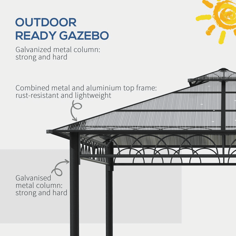 Outsunny Gazebo Hard Top 3 x 3m Outsunny Gazebo Hard Top 3 x 3m