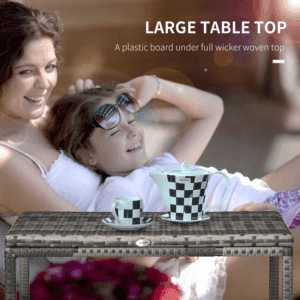 Outsunny Outdoor Coffee Table w/ Woven Table Top