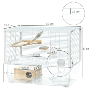 PawHut Hamster Cage with Deep Bottom Ramp PawHut Hamster Cage with Deep Bottom Ramp