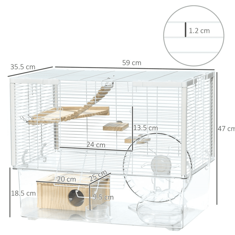 PawHut Hamster Cage with Deep Bottom Ramp PawHut Hamster Cage with Deep Bottom Ramp