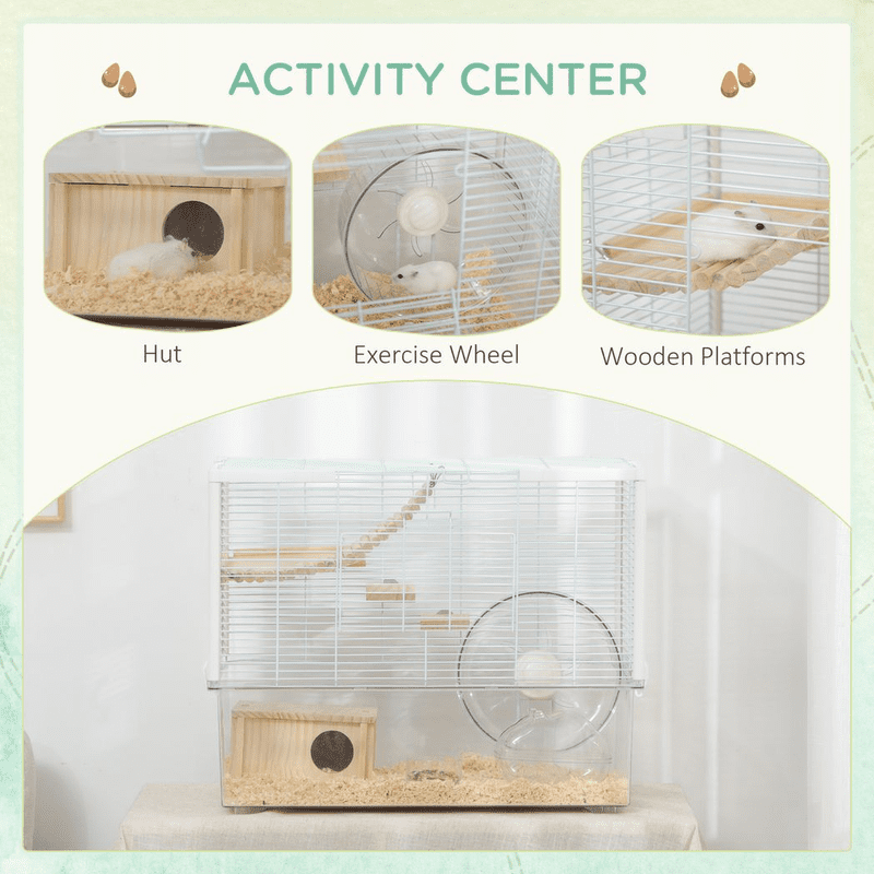 PawHut Hamster Cage with Deep Bottom Ramp PawHut Hamster Cage with Deep Bottom Ramp