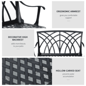 Outsunny Garden Bench 2-Seater Cast Aluminium