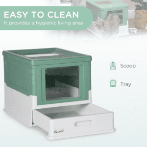 PawHut Hooded Cat Litter Box w/ Scoop