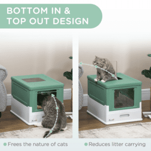 PawHut Hooded Cat Litter Box w/ Scoop