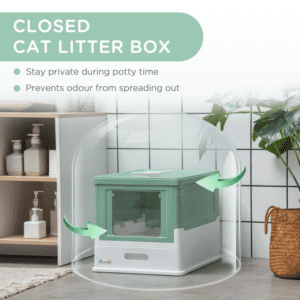 PawHut Hooded Cat Litter Box w/ Scoop