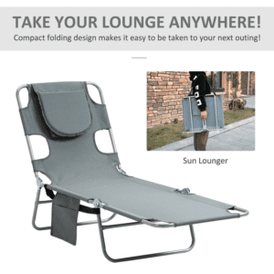 Outsunny Chaise Lounge Portable w/ Face Cavity