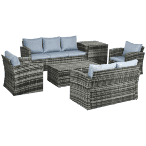 Outsunny 6pc Patio Rattan Sofa Set Grey