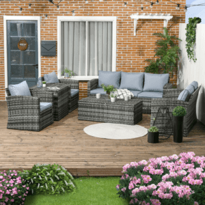 Outsunny 6pc Patio Rattan Sofa Set Grey
