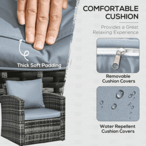 Outsunny 6pc Patio Rattan Sofa Set Grey