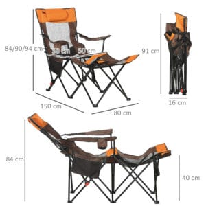 Outsunny Camping Chair w/ Footrest Backrest