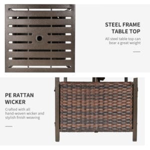 Outsunny Rattan Coffee Table w/ Umbrella Hole
