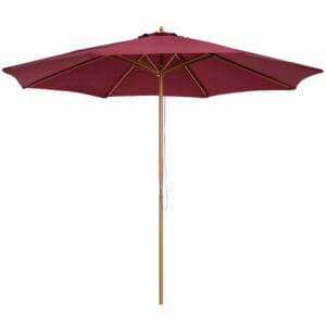 Outsunny 3m Fir Wood Parasol Wine Red