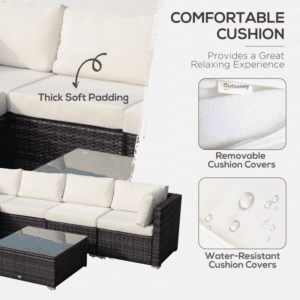 Outsunny 6pc Rattan Sofa Furniture Set