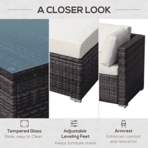 Outsunny 6pc Rattan Sofa Furniture Set