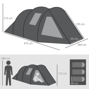 Outsunny Tunnel Tent Two Room 3-4 Persons Outsunny Tunnel Tent Two Room 3-4 Persons