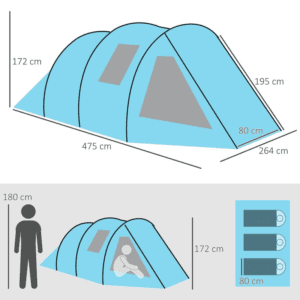 Outsunny Tunnel Tent 3-4 Persons Two Rooms