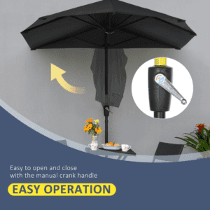 Outsunny Half Garden Parasol with Crank 2m