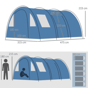 Outsunny 5-6 Man Family Tent Camping 2 Rooms Outsunny 5-6 Man Family Tent Camping 2 Rooms