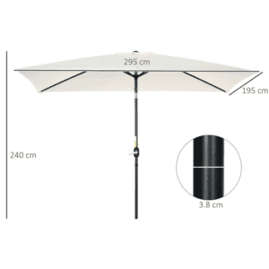 Outsunny 3x2m Patio Parasol White