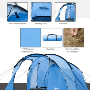 Outsunny Tent 3 Man 2 Room Camping Tent