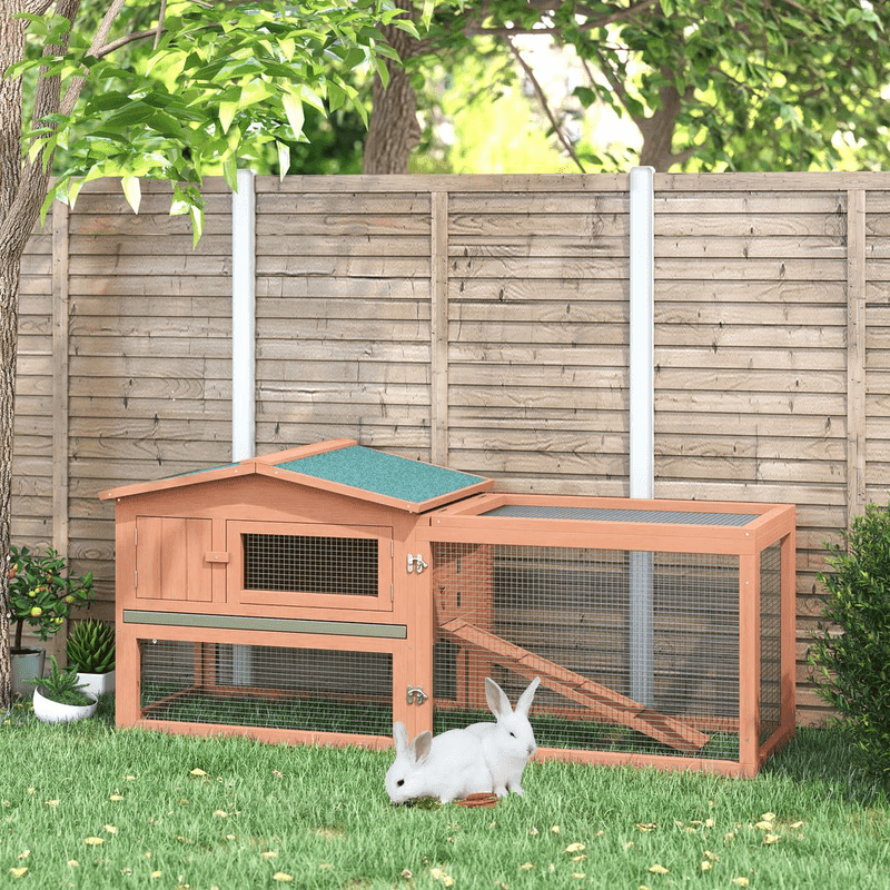 PawHut Wooden Rabbit Hutch Enclosure Run PawHut Wooden Rabbit Hutch Enclosure Run