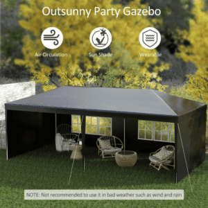 Outsunny Gazebo Marquee 6m x 3m Black