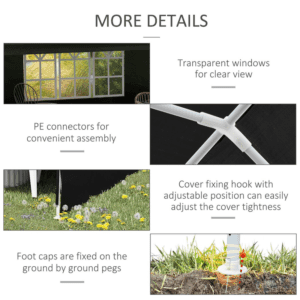 Outsunny Gazebo Marquee 6m x 3m Black