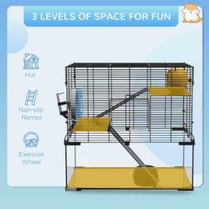 PawHut 3-Tier Hamster Cage with Glass Bottom PawHut 3-Tier Hamster Cage with Glass Bottom
