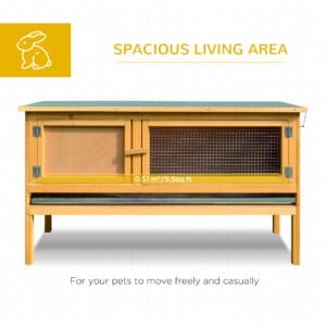 PawHut Wooden Rabbit Hutch w/ Hinged Top