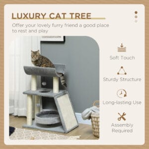 PawHut Cat Tree Tower w/ Scratching Posts
