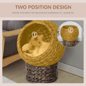 PawHut Raised Cat Bed Wicker Cat House