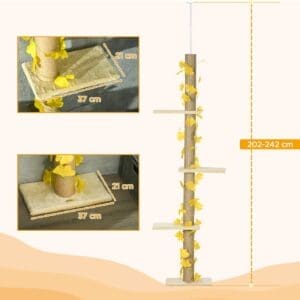 PawHut Floor-To-Ceiling Cat Tree