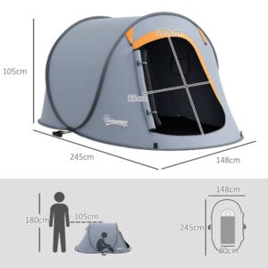 Outsunny 2 Man Pop Up Tent 2000mm