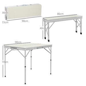 Outsunny Camping Table & 2 Bench Set