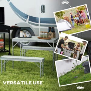Outsunny Camping Table & 2 Bench Set