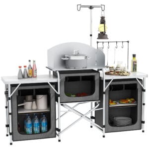 Outsunny Folding Camping Kitchen with Windshield