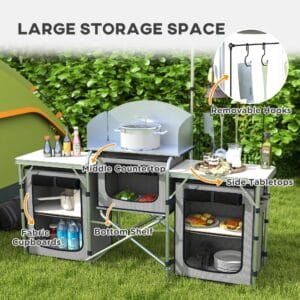 Outsunny Folding Camping Kitchen with Windshield