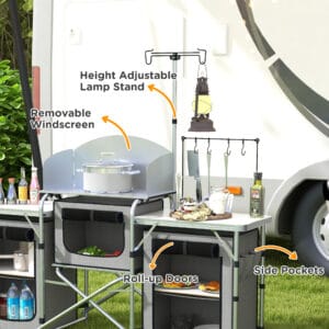 Outsunny Folding Camping Kitchen with Windshield