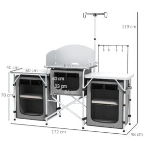Outsunny Folding Camping Kitchen with Windshield