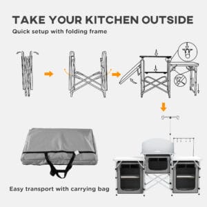 Outsunny Folding Camping Kitchen with Windshield