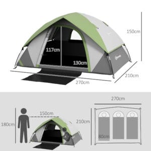 Outsunny 4-5 Man Tent with Sewn-in Groundsheet